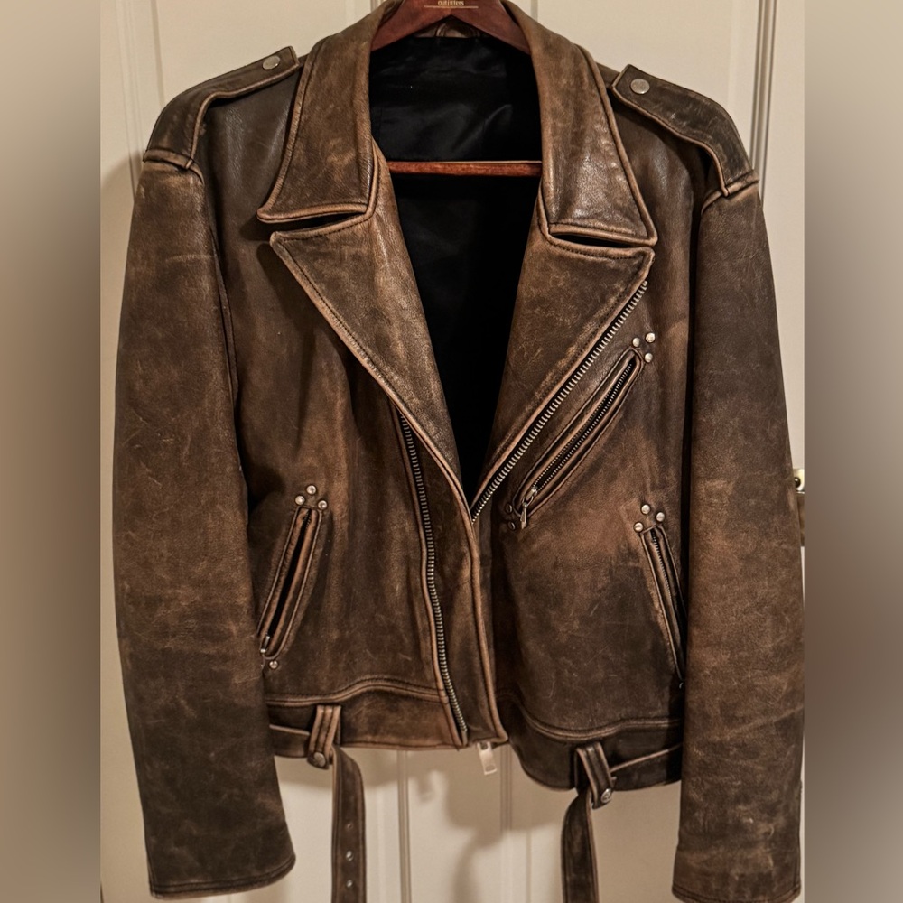 Vintage 90’s Men’s Brown Leather Bomber Jacket